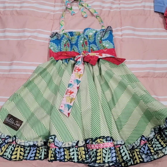 Matilda Jane strawberry red, green and blue dress halter Sz 4 - Picture 2 of 6